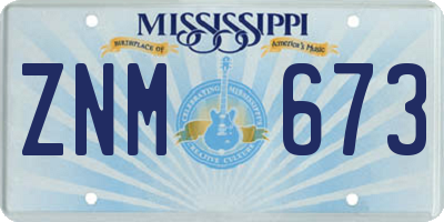 MS license plate ZNM673