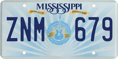 MS license plate ZNM679