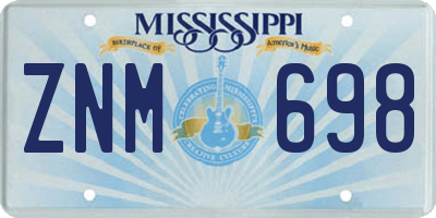 MS license plate ZNM698