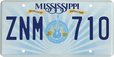 MS license plate ZNM710