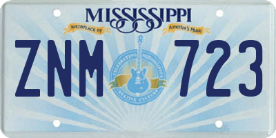 MS license plate ZNM723