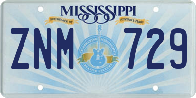 MS license plate ZNM729