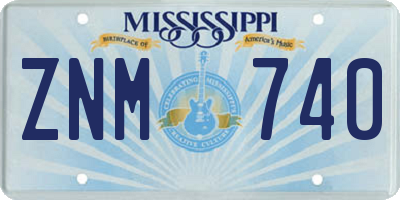 MS license plate ZNM740