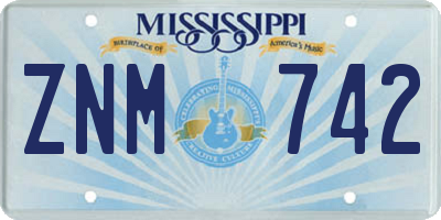MS license plate ZNM742