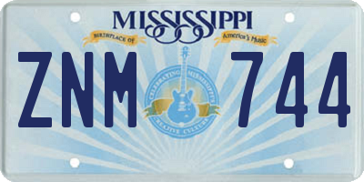 MS license plate ZNM744