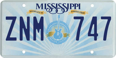 MS license plate ZNM747
