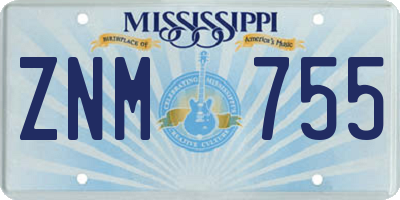 MS license plate ZNM755