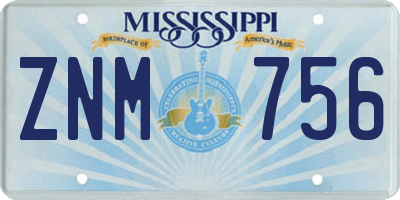 MS license plate ZNM756