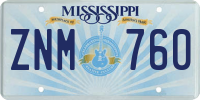 MS license plate ZNM760
