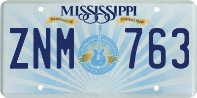 MS license plate ZNM763