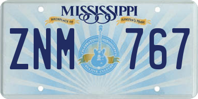 MS license plate ZNM767