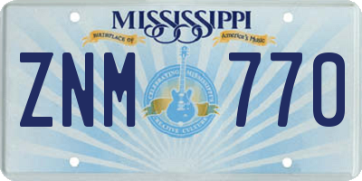 MS license plate ZNM770
