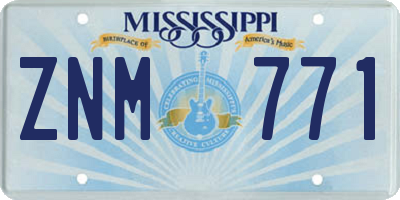 MS license plate ZNM771