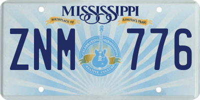 MS license plate ZNM776