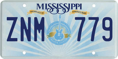 MS license plate ZNM779
