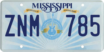 MS license plate ZNM785