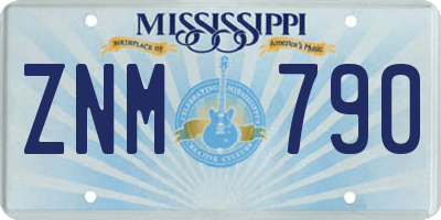 MS license plate ZNM790
