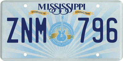 MS license plate ZNM796