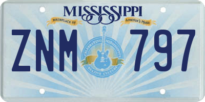MS license plate ZNM797