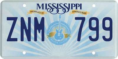 MS license plate ZNM799