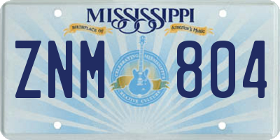 MS license plate ZNM804