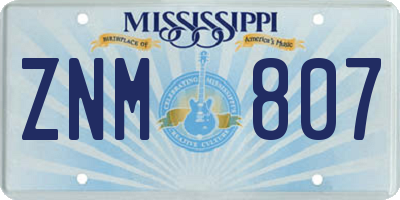 MS license plate ZNM807
