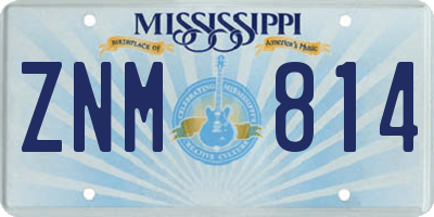 MS license plate ZNM814