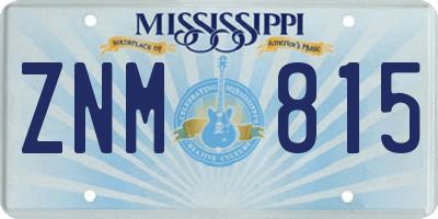 MS license plate ZNM815