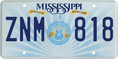 MS license plate ZNM818