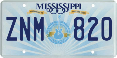 MS license plate ZNM820