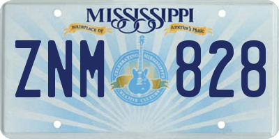 MS license plate ZNM828