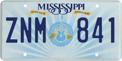 MS license plate ZNM841