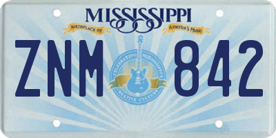 MS license plate ZNM842