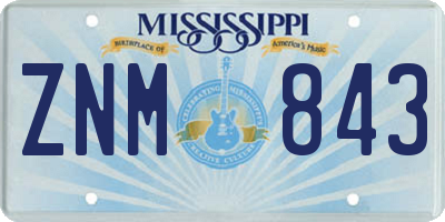 MS license plate ZNM843