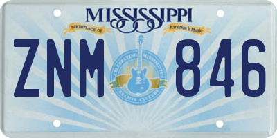 MS license plate ZNM846