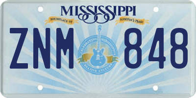 MS license plate ZNM848