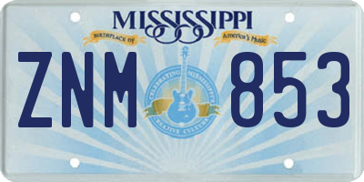 MS license plate ZNM853