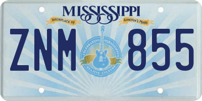 MS license plate ZNM855