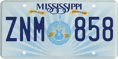 MS license plate ZNM858