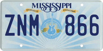 MS license plate ZNM866