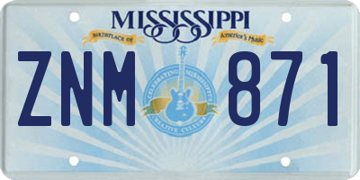 MS license plate ZNM871