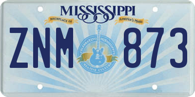 MS license plate ZNM873