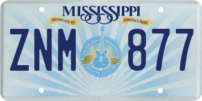 MS license plate ZNM877