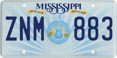 MS license plate ZNM883