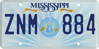 MS license plate ZNM884