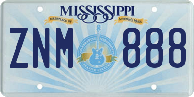 MS license plate ZNM888