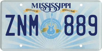 MS license plate ZNM889