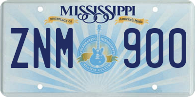 MS license plate ZNM900