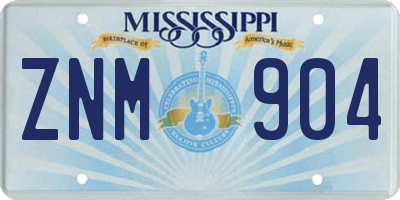 MS license plate ZNM904