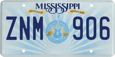 MS license plate ZNM906